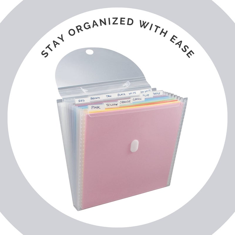 Advantus Expandable Paper Organizer, Accordion File Organizer, Important Document Holder, Clear with 12 Pockets, White, 12x12 Inches - Image 2
